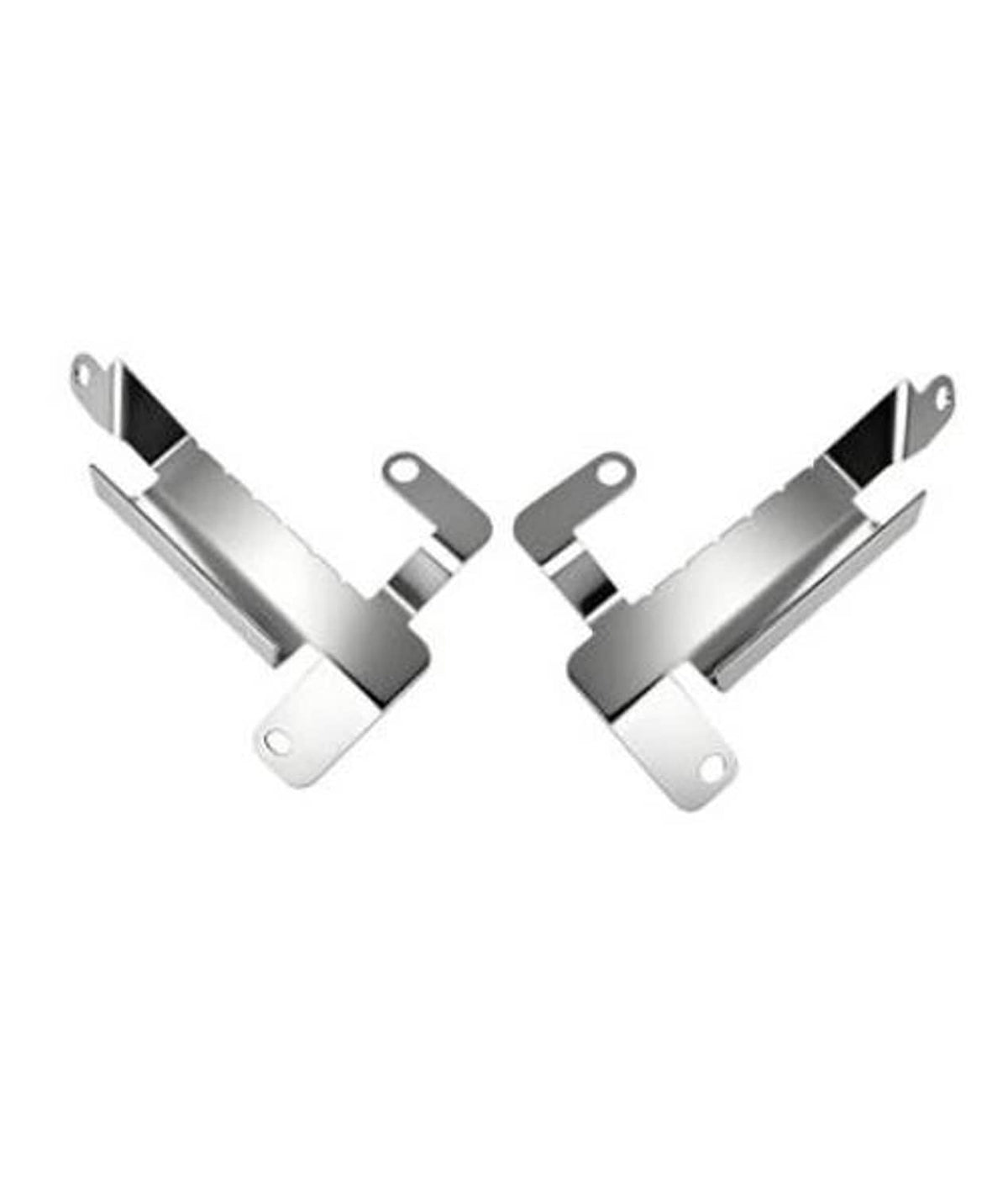 Silver metal bumper air deflector shields with mounting brackets, set of two