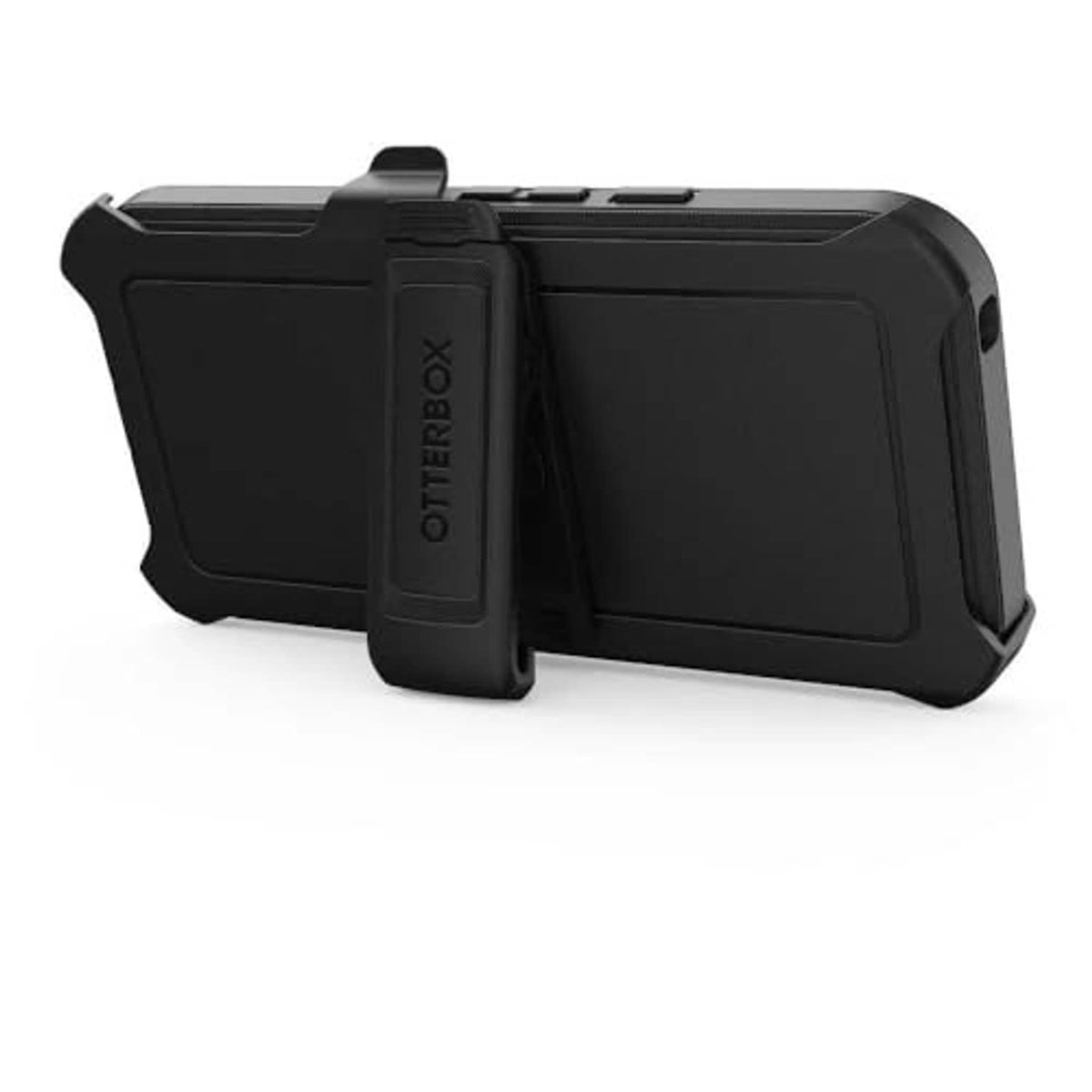 Black OtterBox Defender rugged case with belt-clip style stand and protective shell
