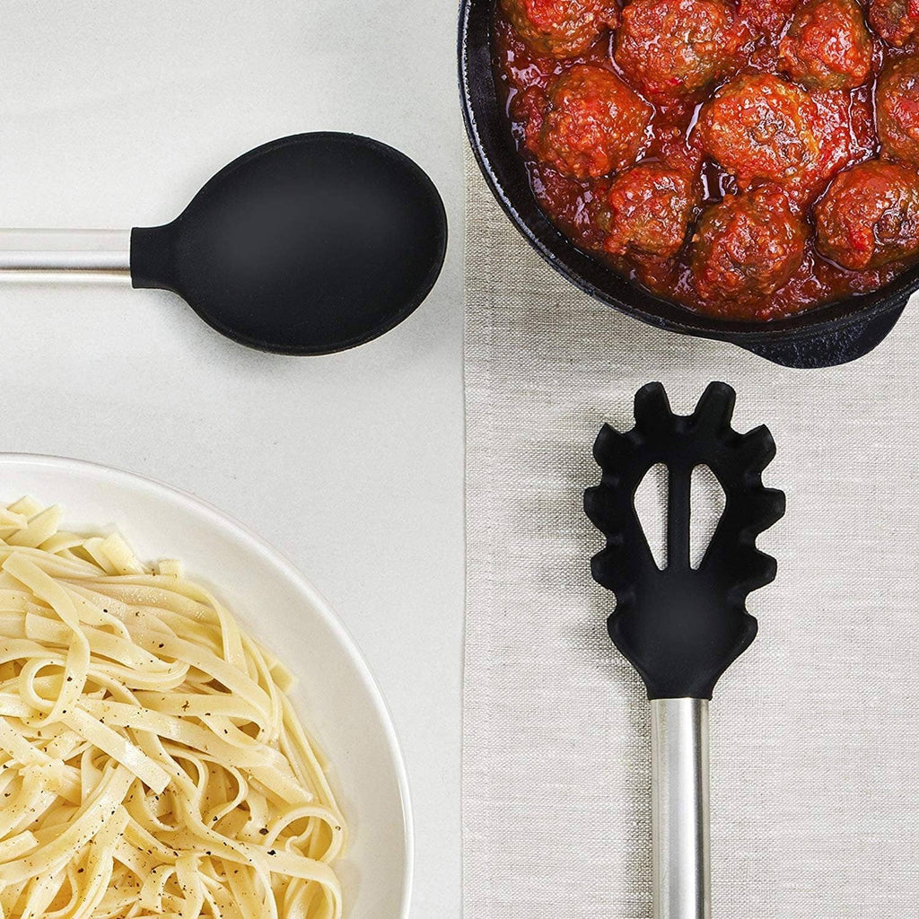 RivetOak Kitchen Utensil Set-Silicone Cooking Utensils-33 Middle, Black
