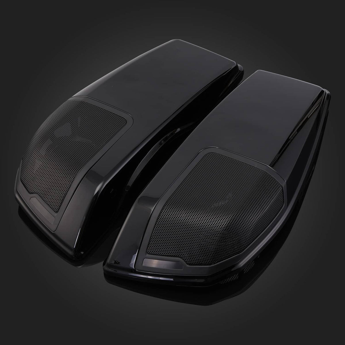 Pair of 6x9 hard saddlebag speaker lids with black mesh grilles