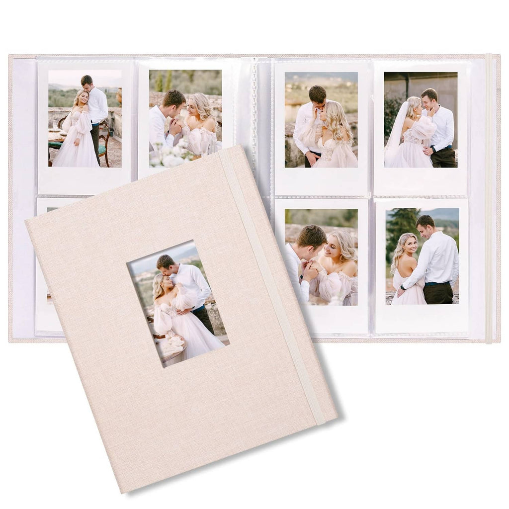Beige mini Polaroid photo album book with linen-style cover and 2x3 pockets