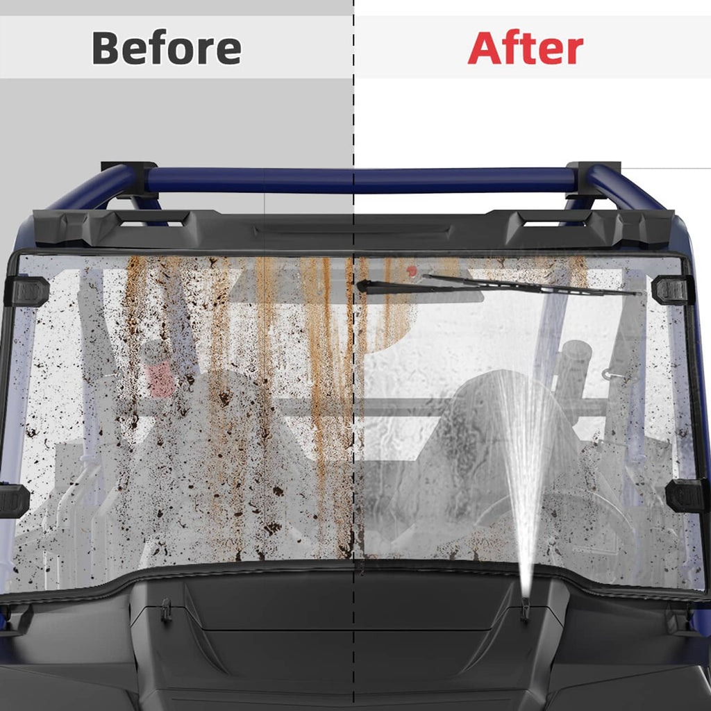 Cleaned windshield with wiper coverage after washer spray