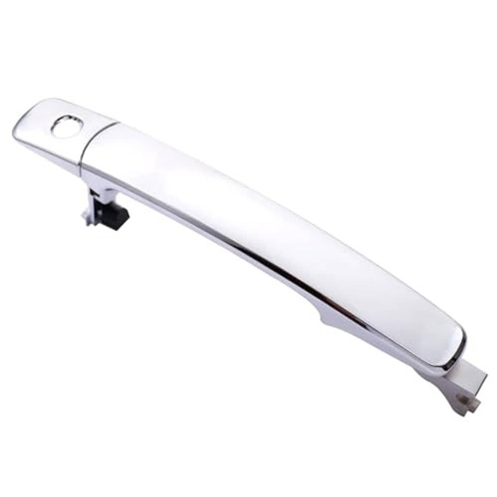 Chrome exterior door handle with black latch recess, front driver side