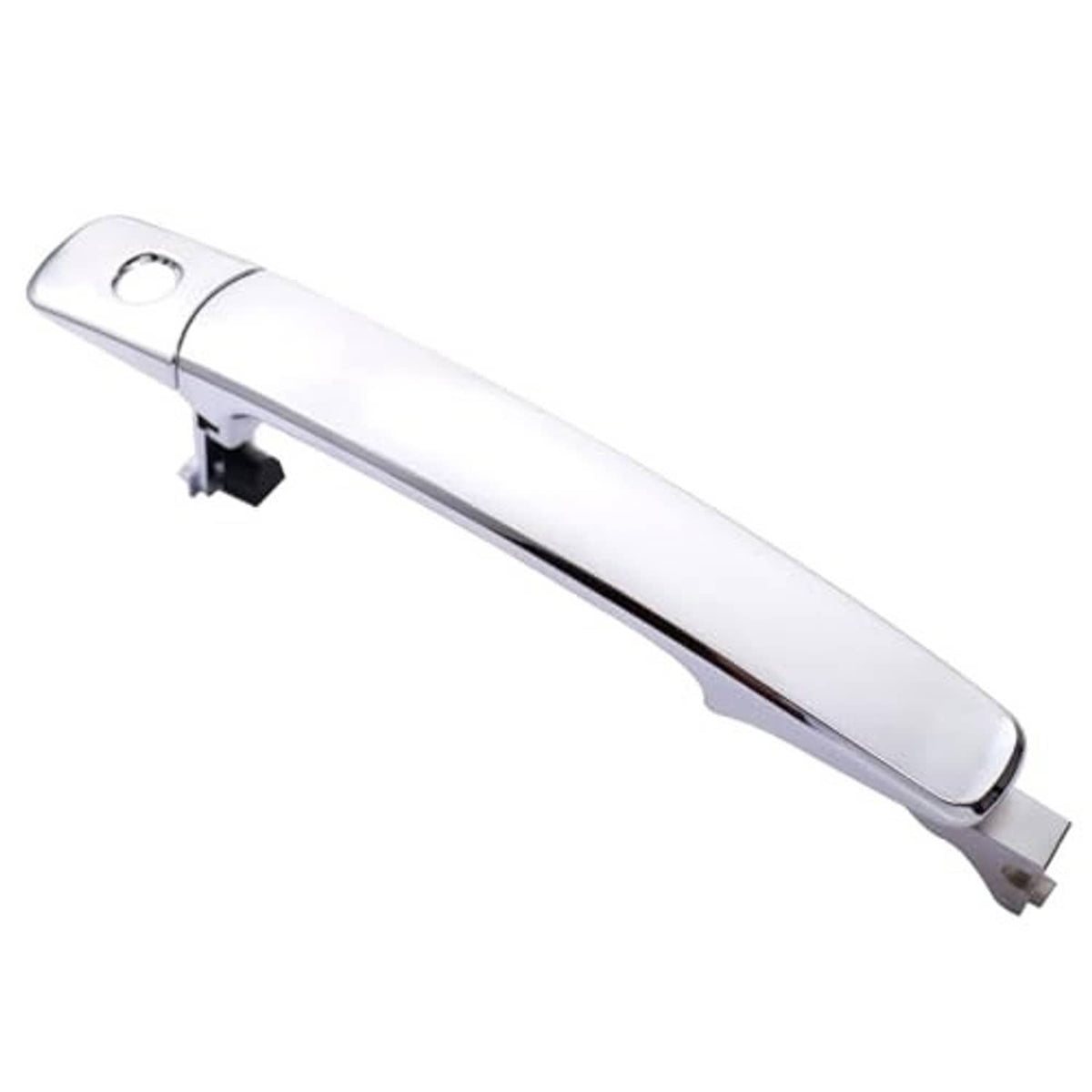 Chrome exterior door handle with black latch recess, front driver side