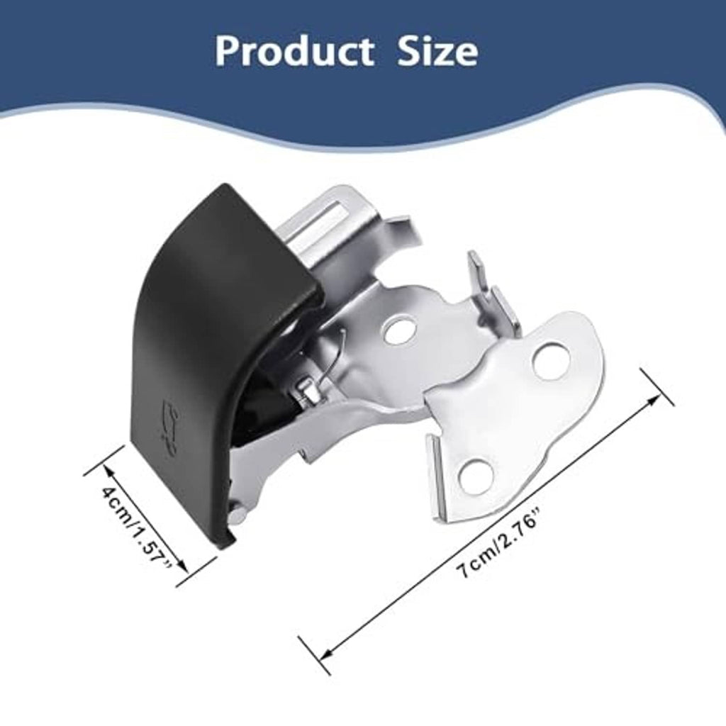 Hood latch lock actuator release handle assembly with black cover and silver plates