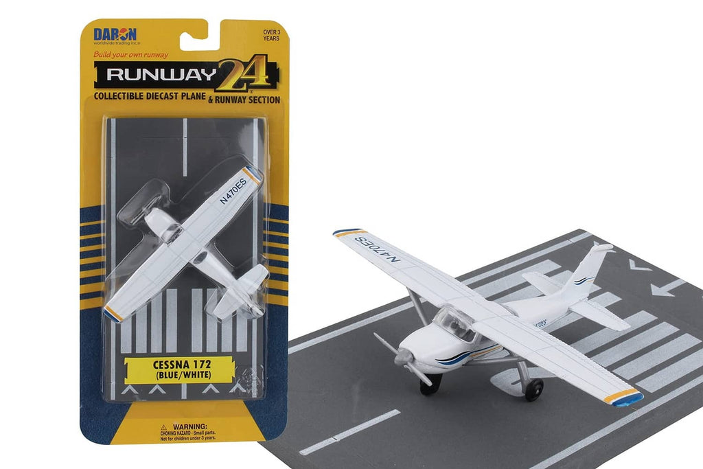 Daron Runway24 1/87 Cessna 172 die-cast airplane with runway section, blister pack