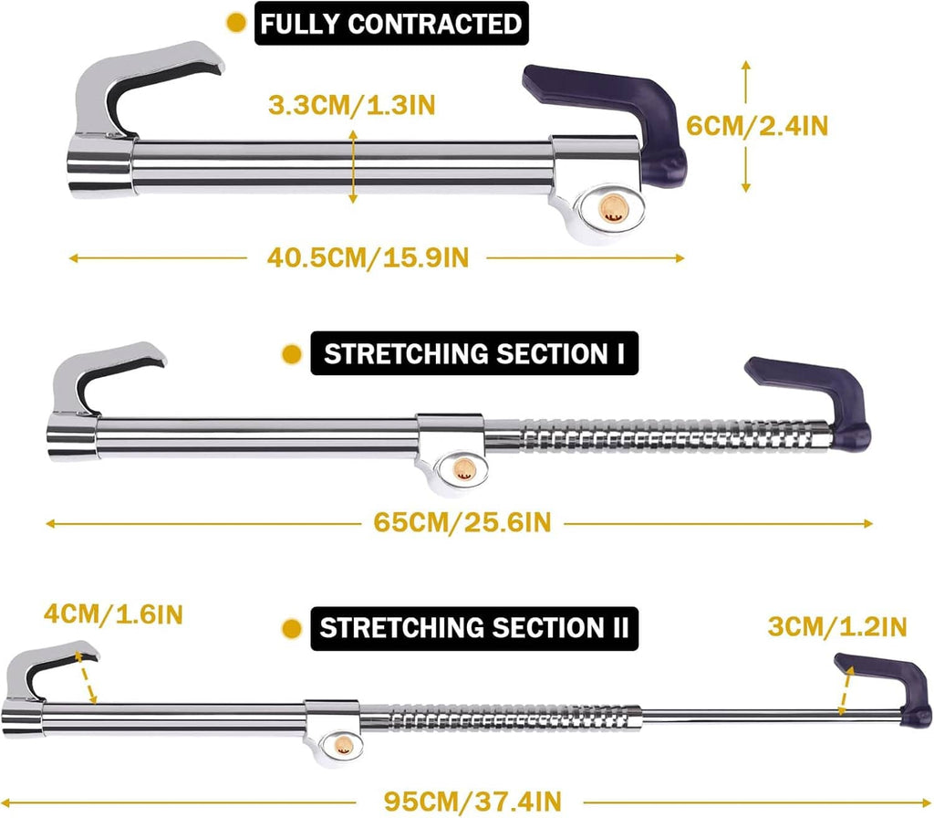 Retractable brake lock telescopic rod diagram: 40.5 cm to 95 cm extended