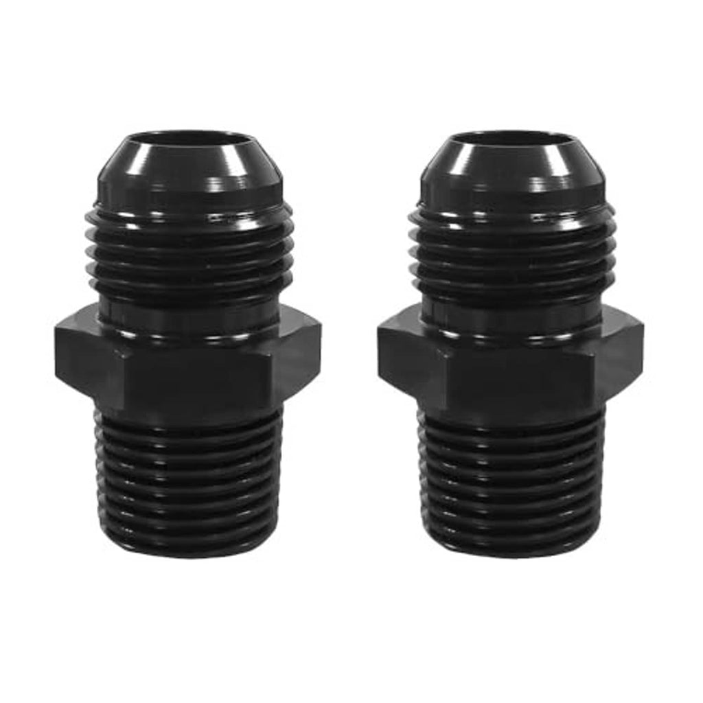Black male hose fitting adapter union connector with hex head and threaded ends