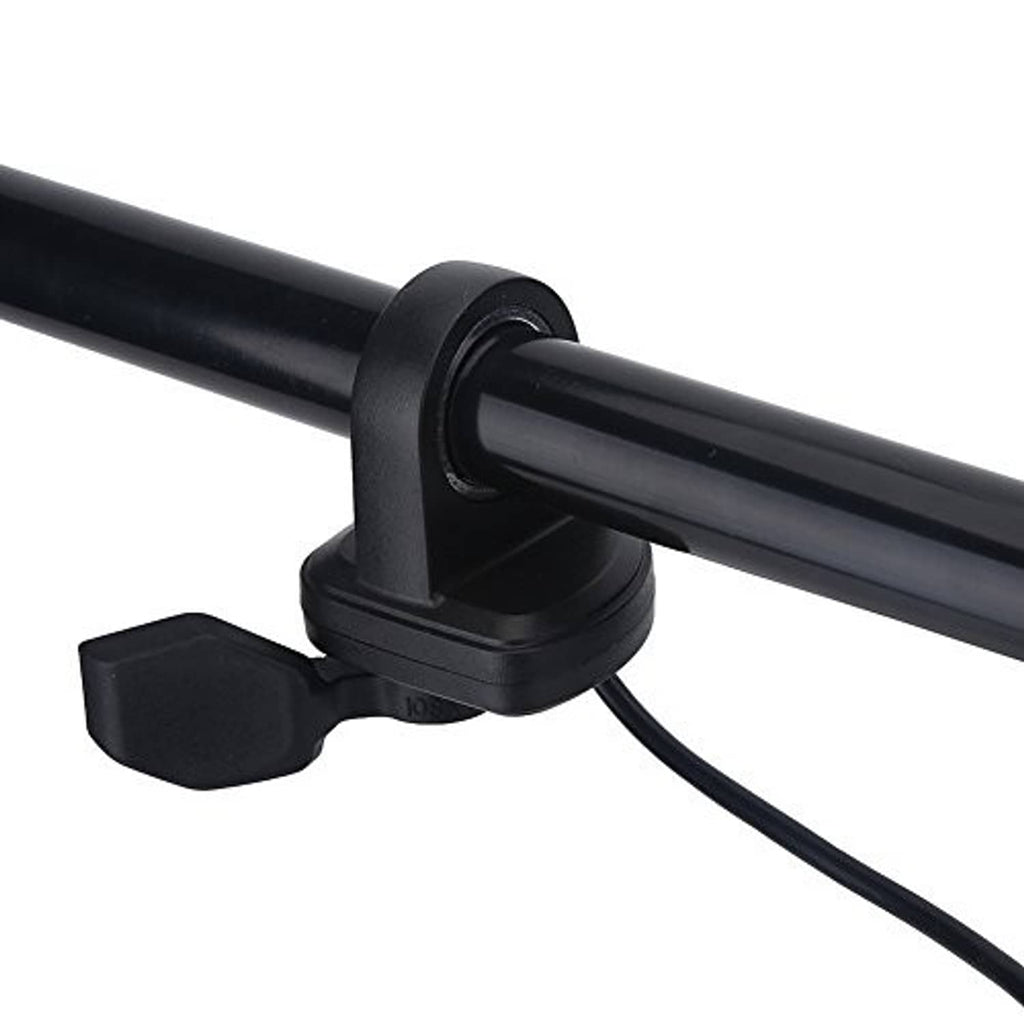 Bike thumb throttle clamp for handlebar with black mounting base and wire leads