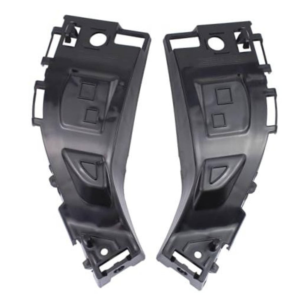Pair of dark gray front bumper cover support rails with molded tabs and mounting holes