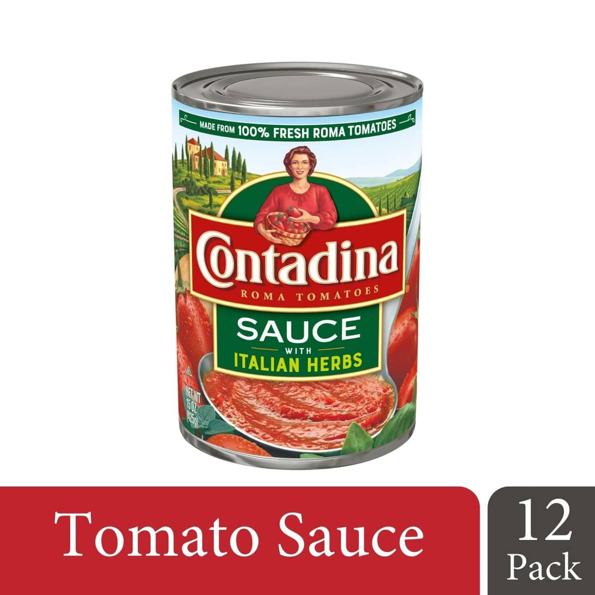 Contadina tomato sauce with Italian herbs, made from Roma tomatoes, single can