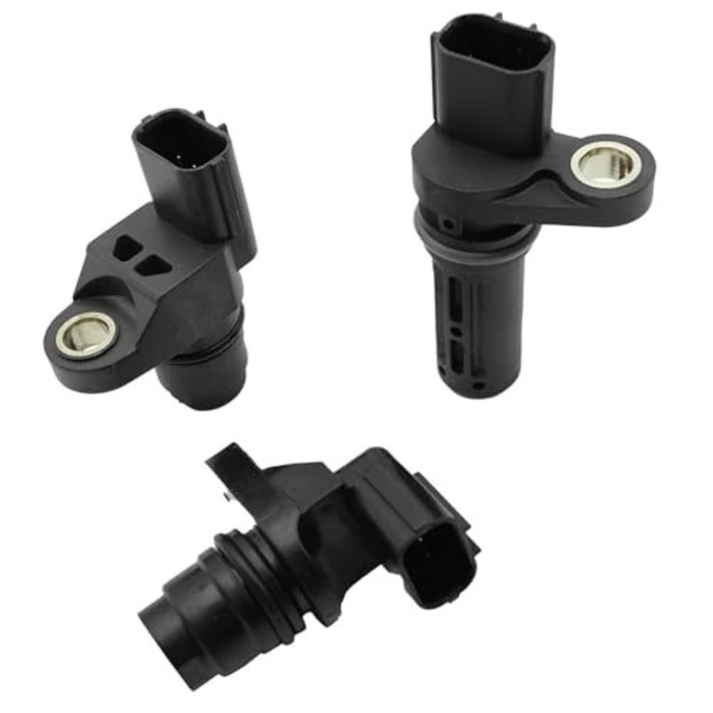 Engine camshaft position sensor with black connector, metal mounting ring, and sensor body