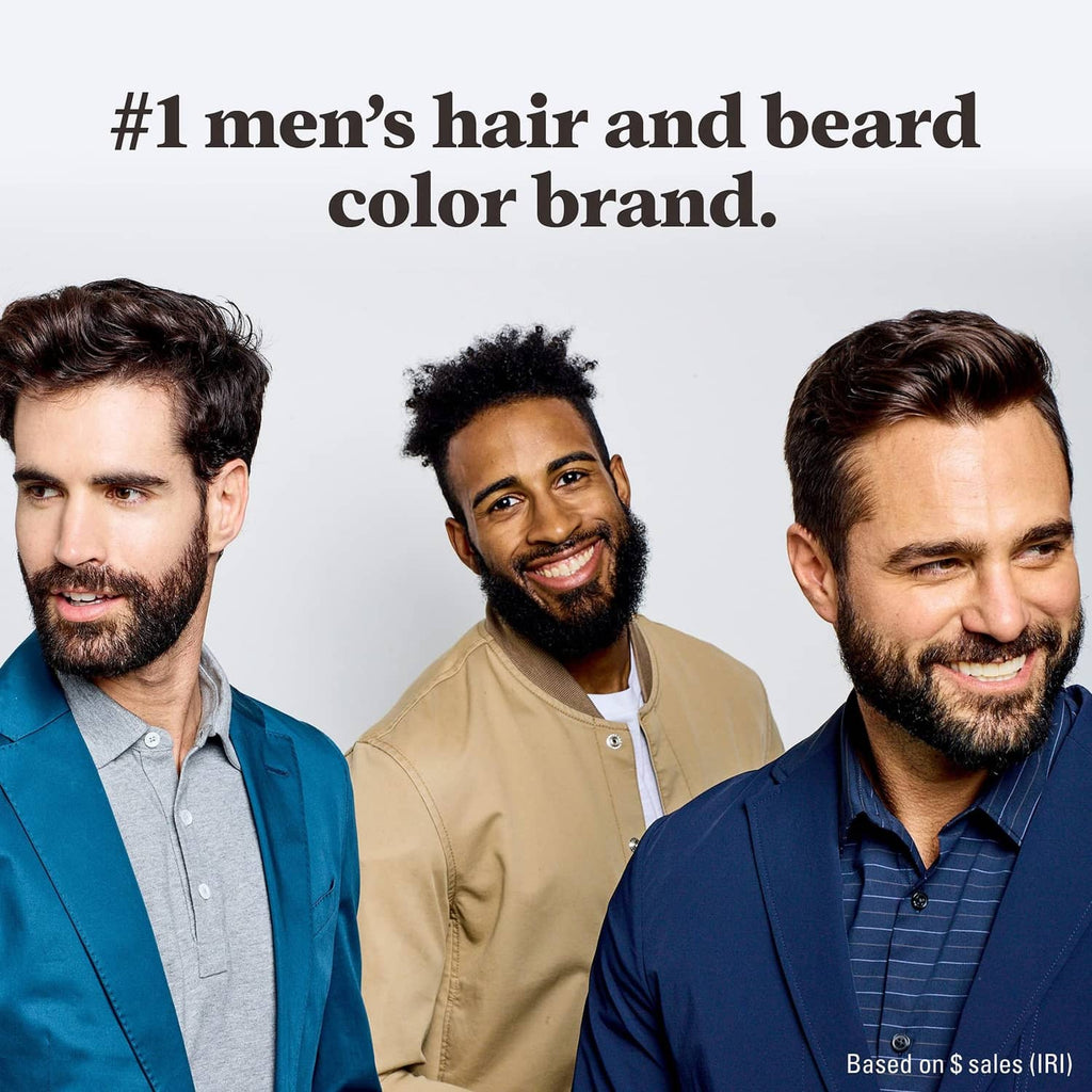 Group of men with styled beards and mustaches showing different color shades.