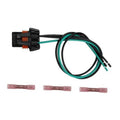 3-wire halogen bulb socket connector pigtail wiring harness with green wires and black connector