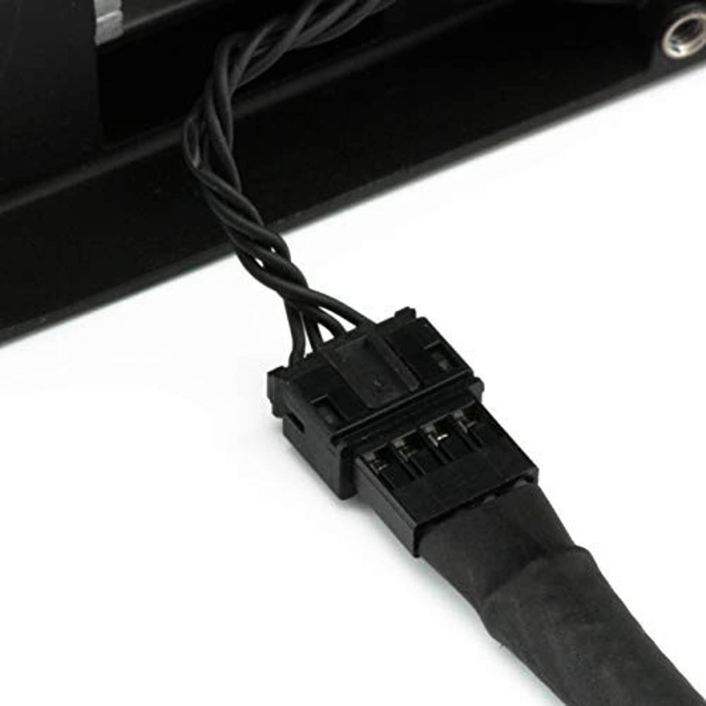 Four-pin connector with keyed plug on black cable