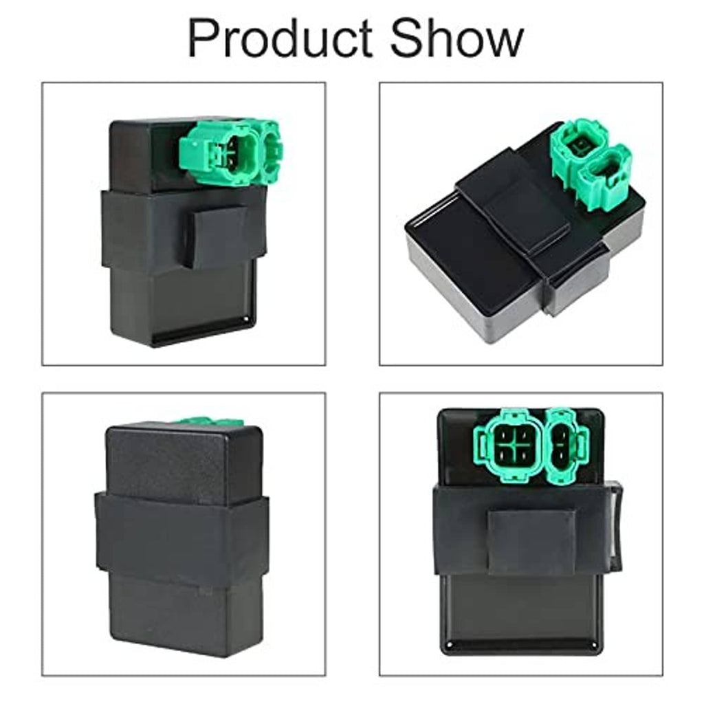 CDI ignition control module with green top connector and black rectangular case.