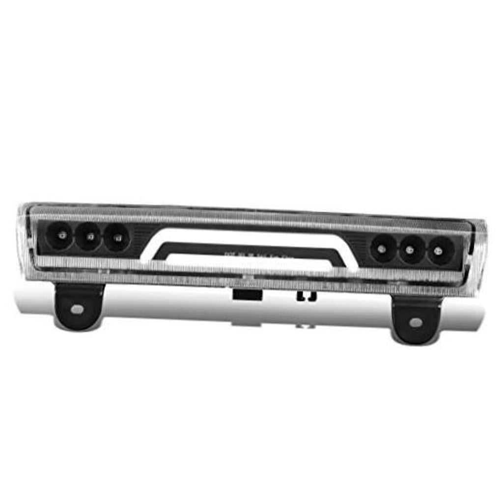 Black 3D LED third brake light with double-line light bar and clear lens