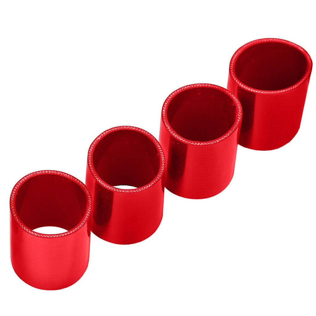 Red silicone intercooler couplers, set of four short straight sleeves