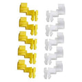 Door lock rod clips set, yellow and white plastic U-shaped connectors
