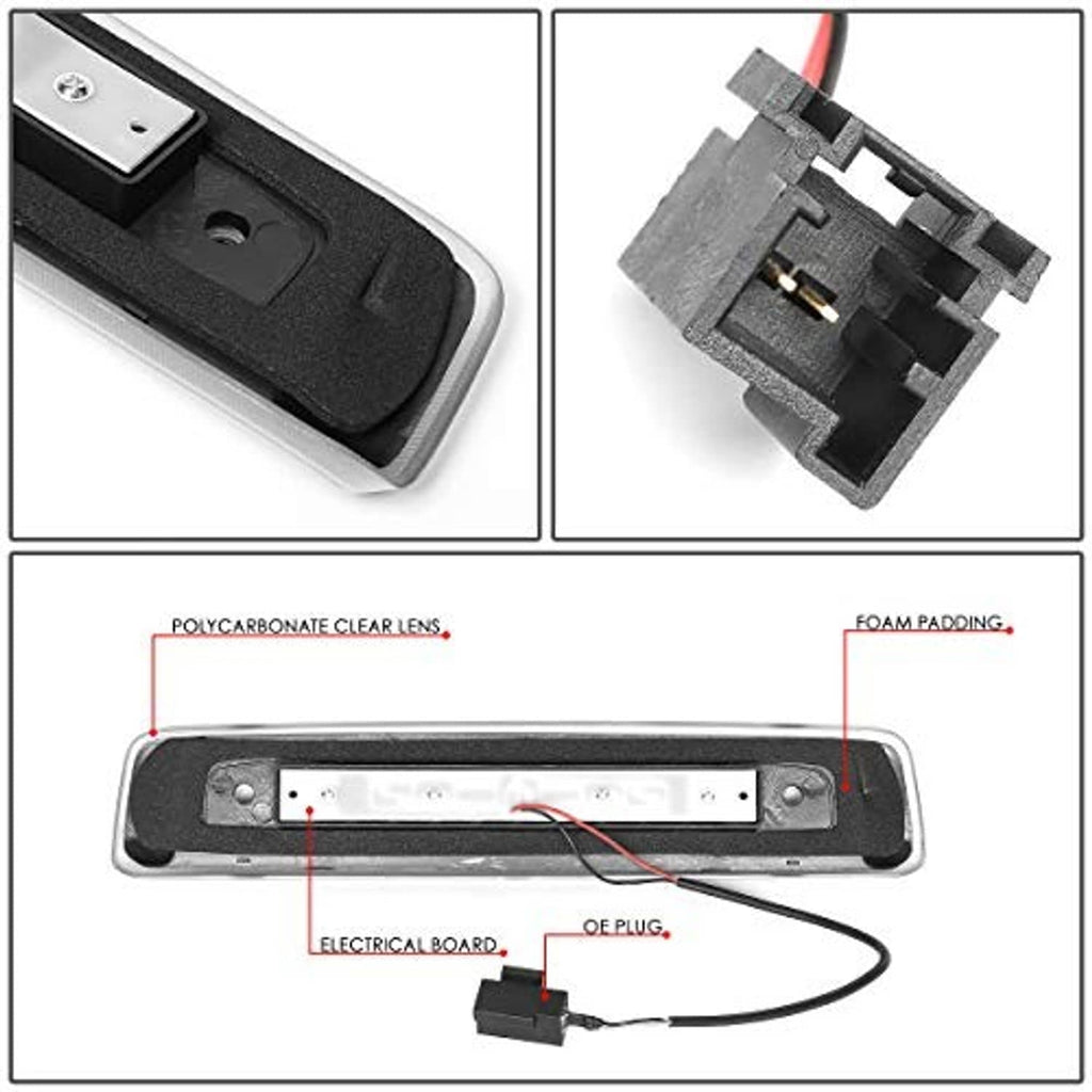 LED third brake light housing with wiring connector, foam padding, and electronic board