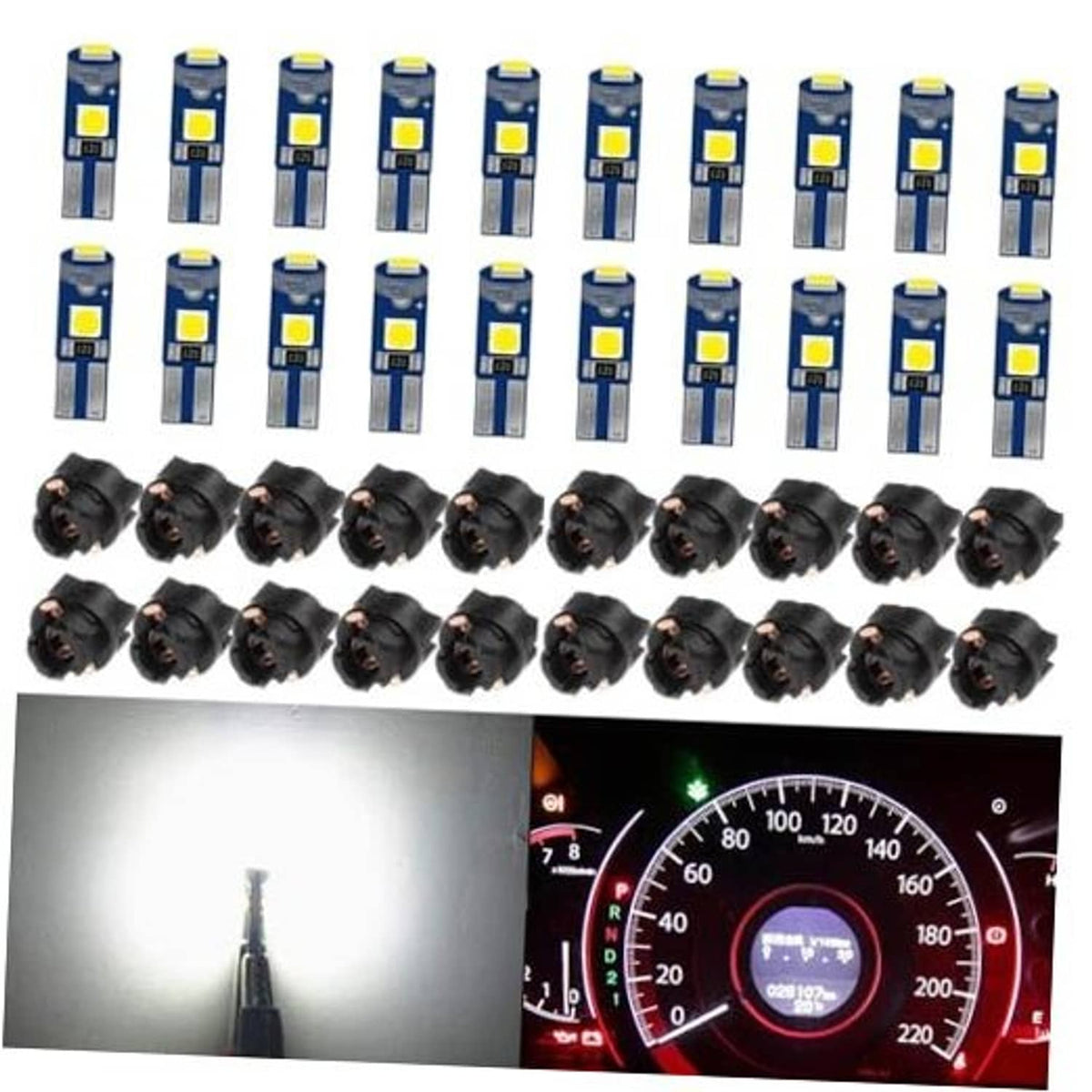 T5 LED wedge bulbs multipack with twist-lock bases, blue and yellow LED chips