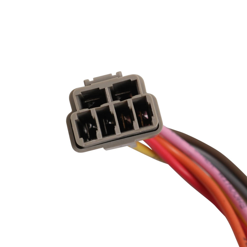 Universal 22-circuit wiring harness connector block with red and multicolor wire leads