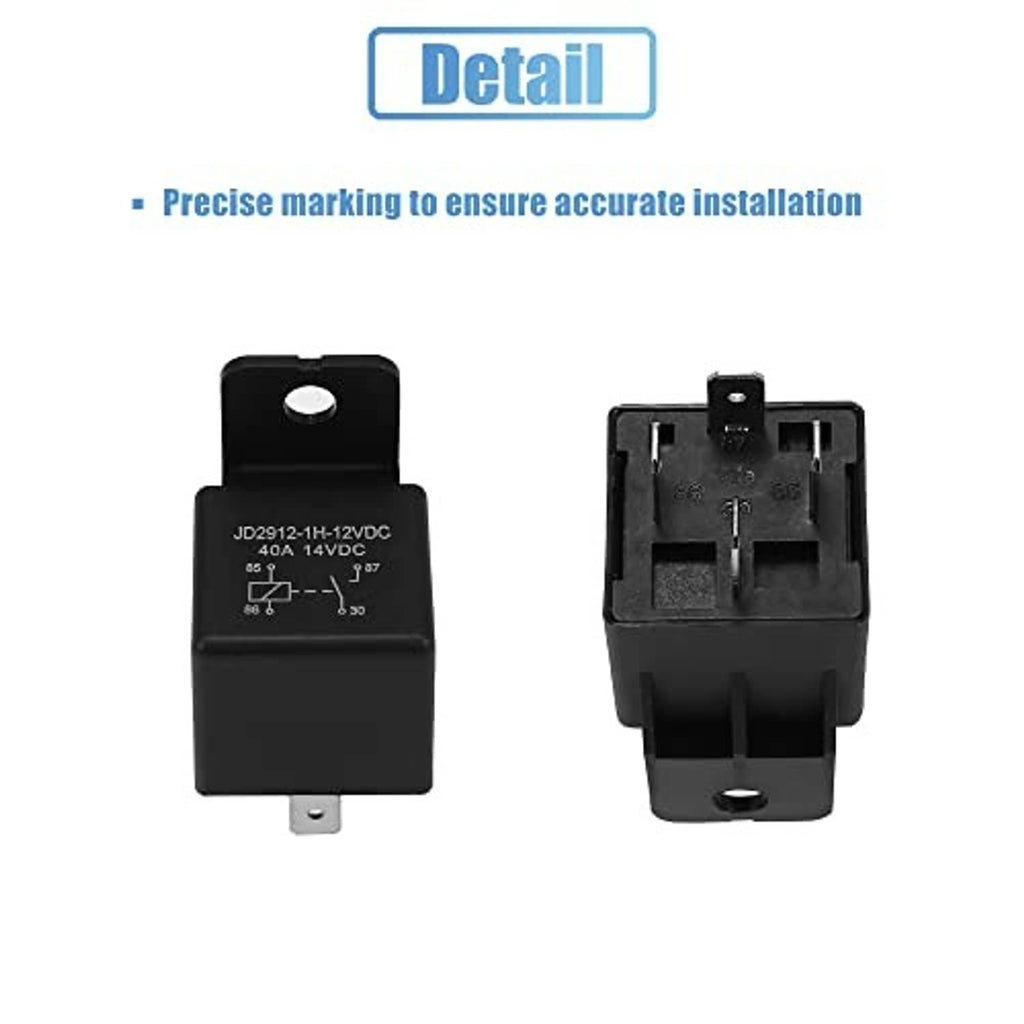 Black electrical fan relay module with mounting tab and visible terminal face