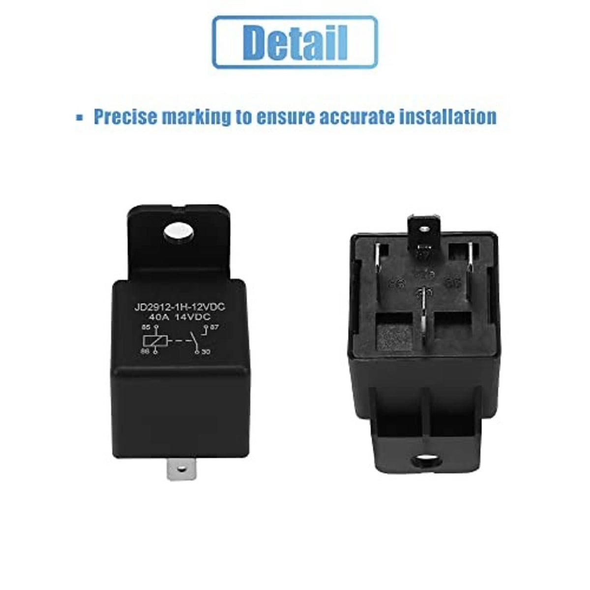 Black electrical fan relay module with mounting tab and visible terminal face