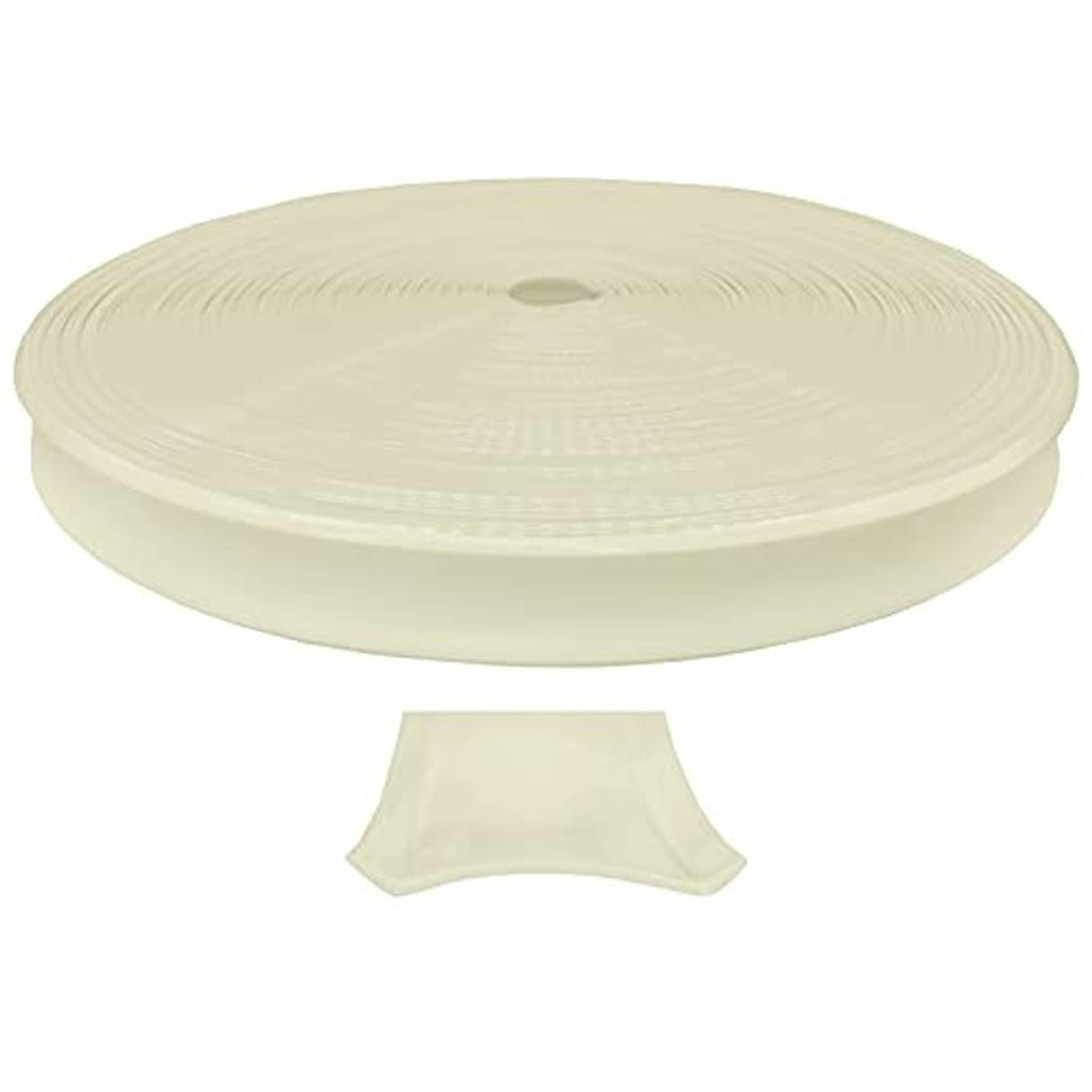 Light tan vinyl trim roll with small cutout flap at one end