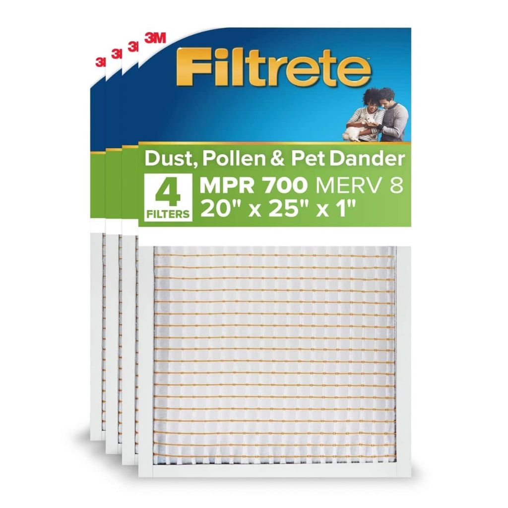 White pleated furnace air filter, 20x25x1 inch, MERV 8