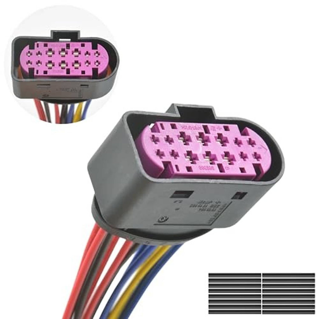 14-pin car HID xenon pigtail connector housing with faceplate and colored wire leads