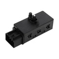 Black power seat switch module with mounting clips and electrical connectors