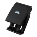 Black hood release pull handle with white car icon, front view and mounting tabs