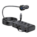 3-socket car cigarette lighter splitter with retractable cable and LED voltmeter