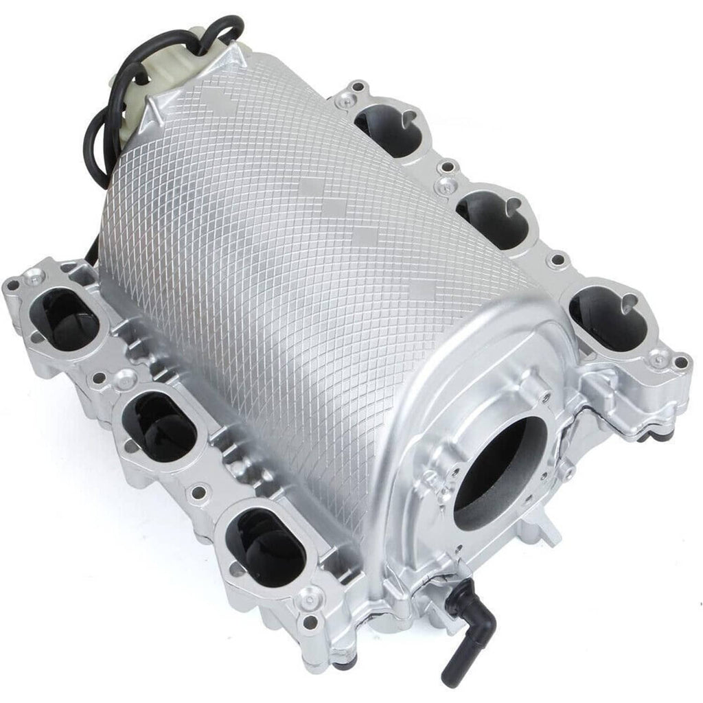 Intake manifold assembly with silver mesh heat shield and black ports