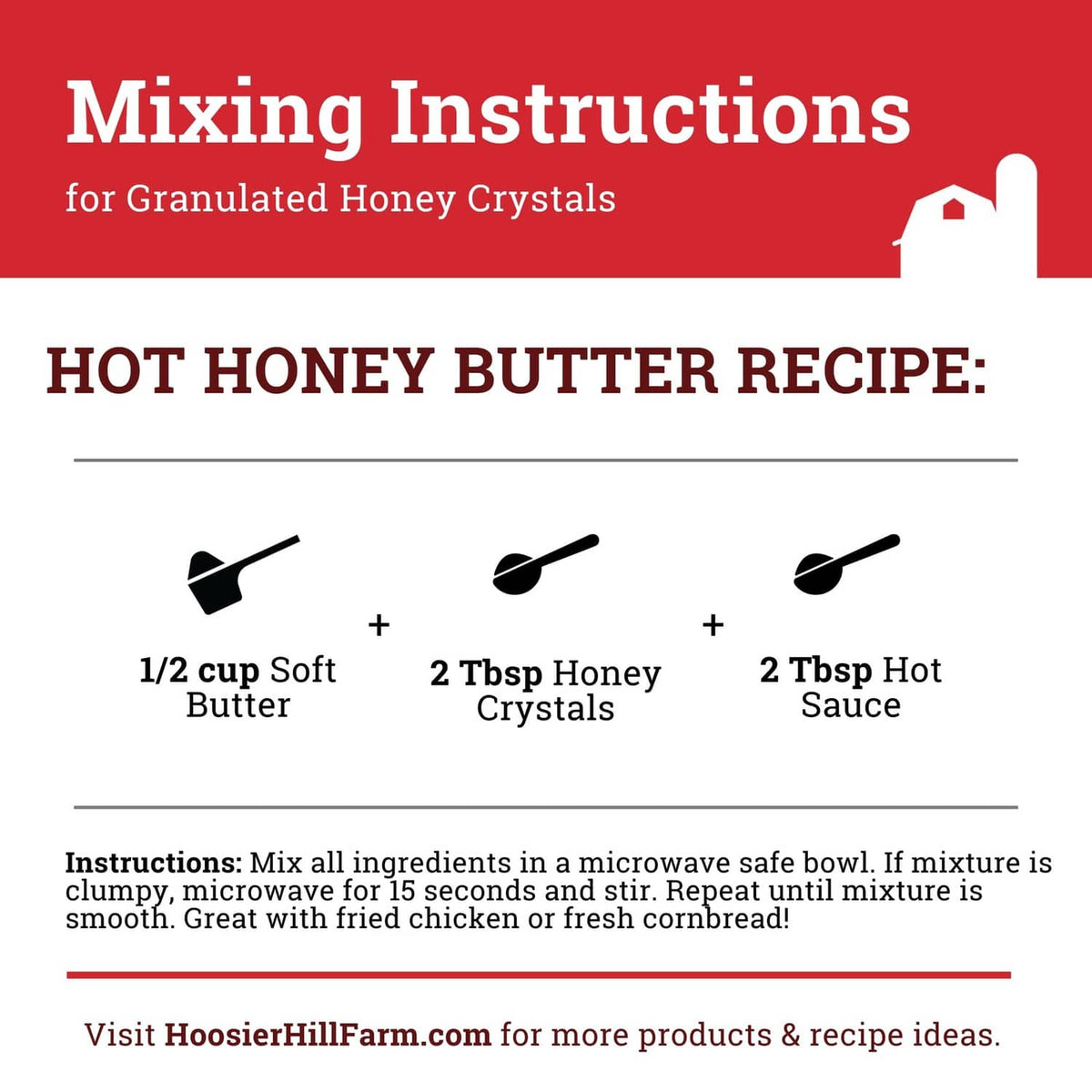 Granulated honey crystals mixing instructions for hot honey butter recipe