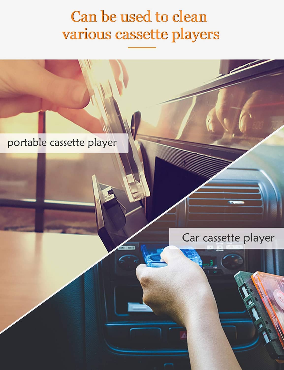 Portable and car cassette players with cleaning indicator concept