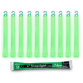 Green safety glow stick pack of 10, translucent tubes with loop hook tops