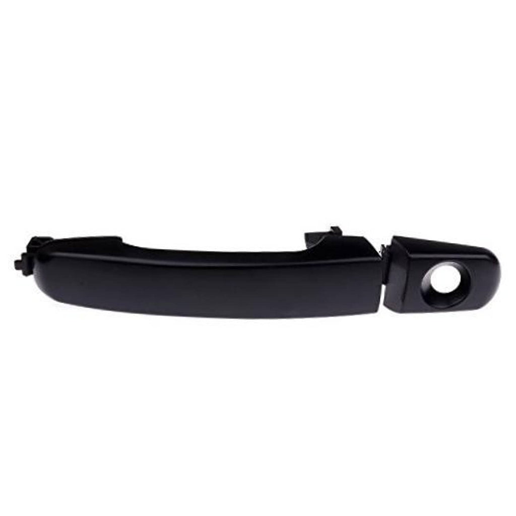 Exterior front driver door handle, black ABS plastic, with round keyhole