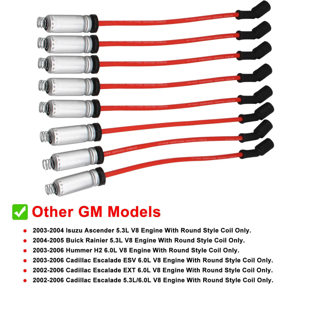 Ignition wire set with red silicone leads and silver spark plug ends, 8-pack