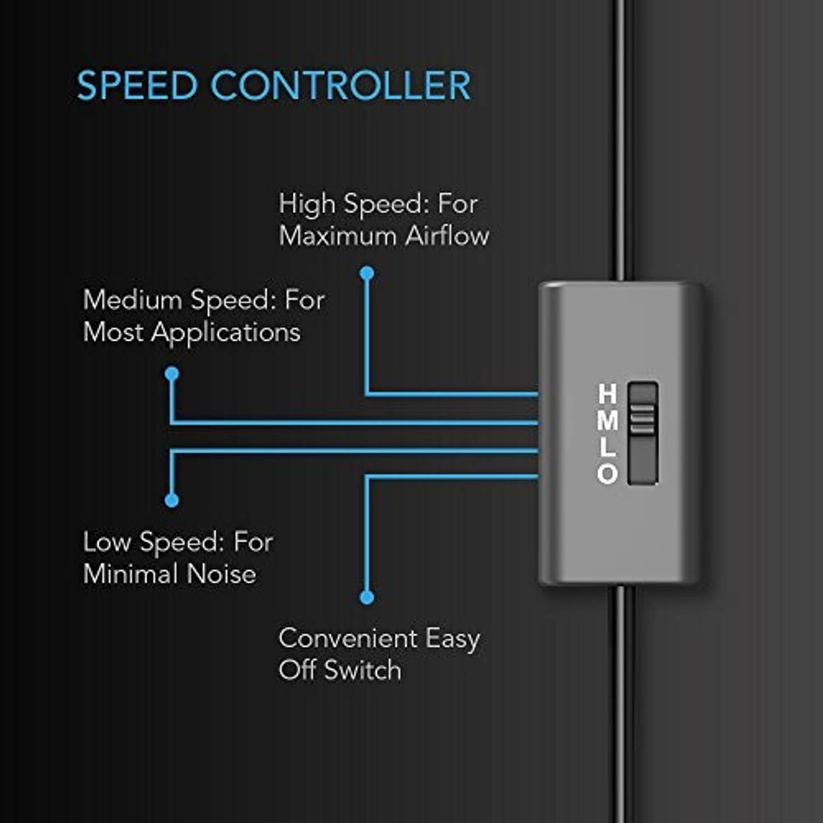 Inline speed controller module with easy off switch and three speed levels