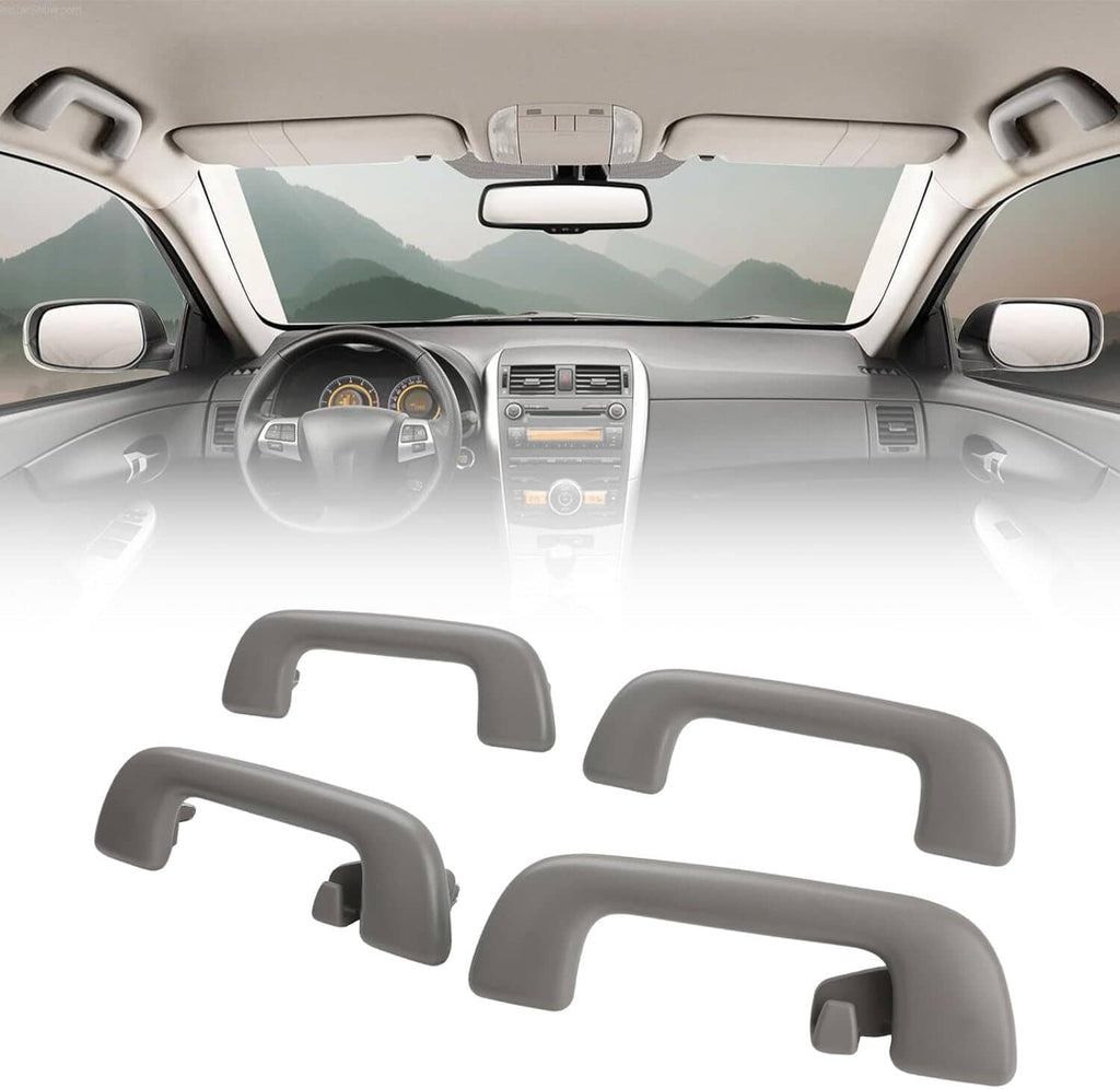 Car interior roof grab handle set with 4 gray front and rear handles