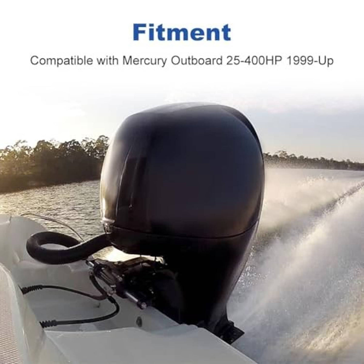 Black outboard control area featuring a mounted power trim tilt switch