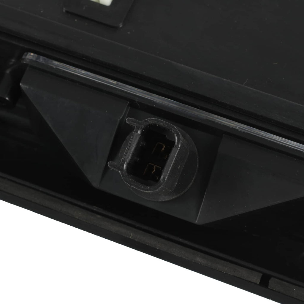 Rear tailgate license pocket mounting tab with rectangular opening, black plastic