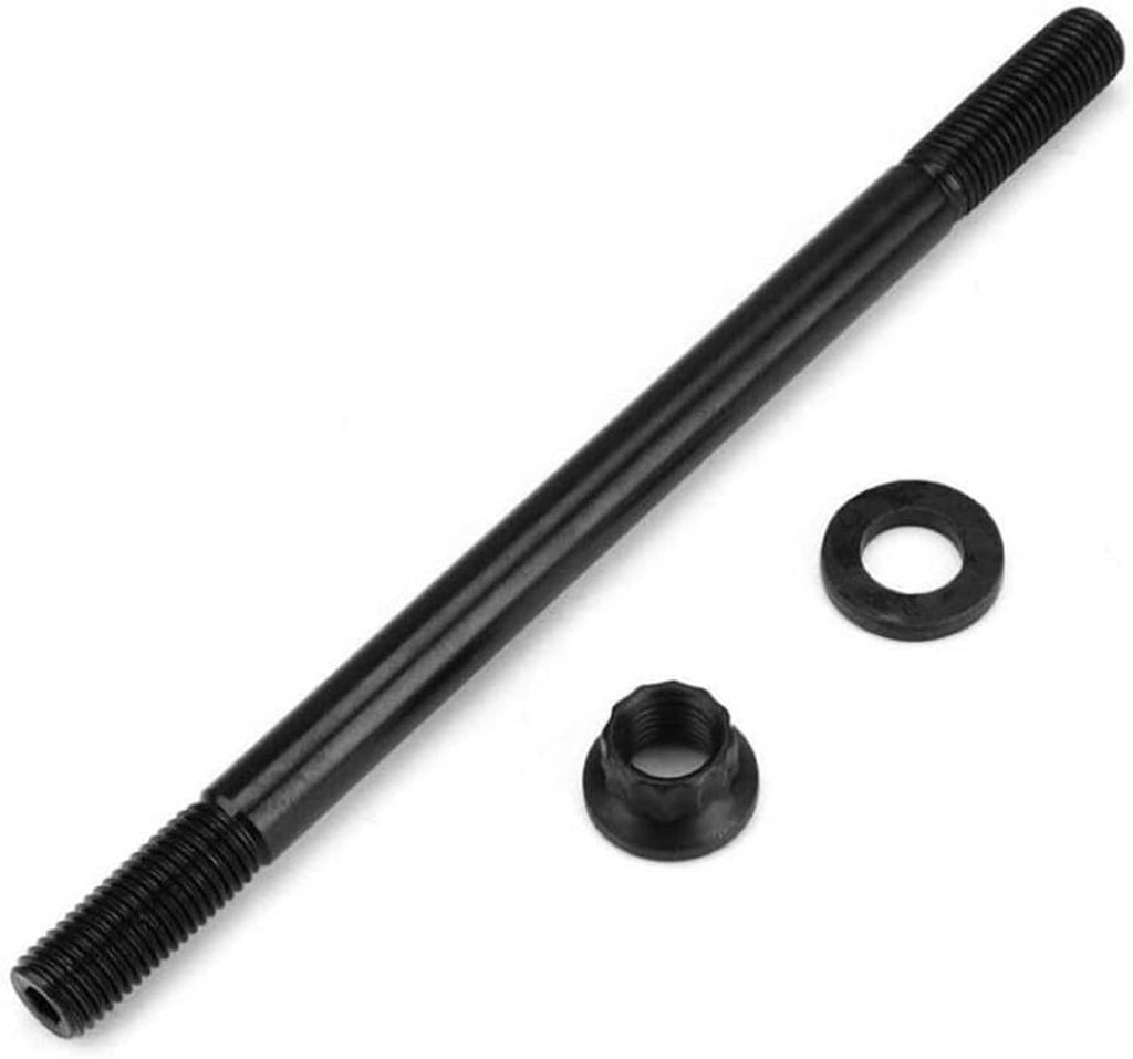 Single black threaded engine head stud with washer and nut