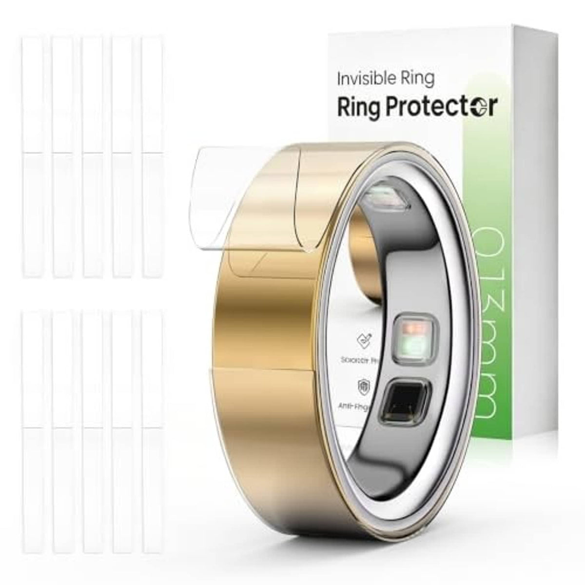 Ultra-thin clear Oura Ring protector film, ring-shaped cover with included strips.