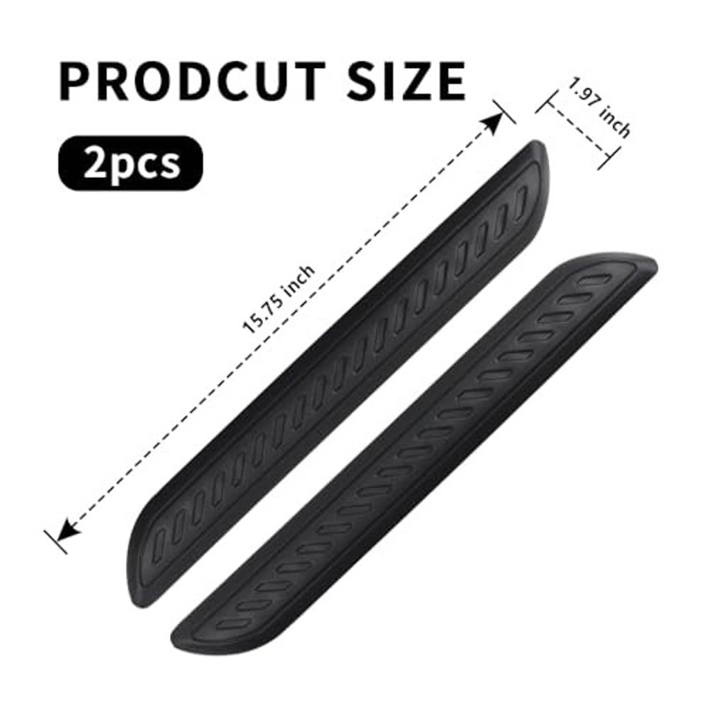 2 black rubber bumper guards, long narrow pads with raised tread pattern