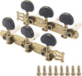 Classical guitar tuning key set with 2 gold plates, black knobs, and 8 tuning screws