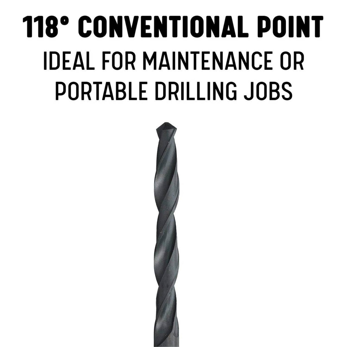 Twist drill bit with 118-degree conventional point