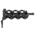 Black lower intake manifold assembly with multiple runner ports and sensor fittings